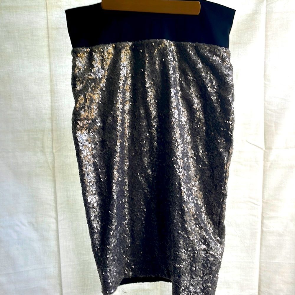 BeBe sequined pencil skirt elastic black wide waistband size Lg Y2k cocktails